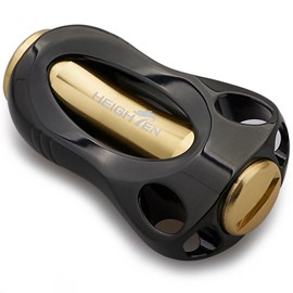 HEIGHTEN 0.87 inches (22 mm) Reel Handle Knob 3.1 oz for Shimano (Type A), Daiwa (Type S) Aurora Series (Black & Gold) (843)