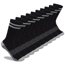 Comfoex 10 Pairs Boys Crew Socks - 4-6, 6-8, 8-10 Years Old Athletic Calf Long Socks For Kids - Half Cushioned Cotton
