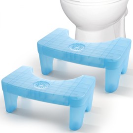 Brippo 2Pack Squatting Toilet Stool, 7 Inch Height Bathroom Pooping Step Potty Stool, Healthy Stable Plastic Portable Toilet Assistance Step Stool, Gifts for Kids Seniors (Clear Blue)
