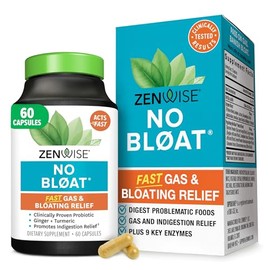 Zenwise Health No Bloat Digestive Enzymes for Gut Health, Gas & Bloating Relief - Multi Enzymes Digestion Supplement with Probiotics, Ginger, Turmeric