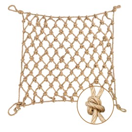 Paninluo Natural Jute Rope Net-Heavy Duty and Versatile Protection for Outdoor Activities, Indoor Decoration, Climbing Safety Net for Children,Pet,Cat,Plant and More(6ft x 12ft)