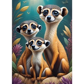 GDYEEH DIY 5D Meerkat Family Diamond Art Painting Kits, Full Round Drill Sparkling Diamond Painting Picture, Meerkat Diamond Painting Art Craft Kits for Adults Beginners, Home Wall Decor 30x40cm