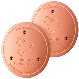 Mellbree 2-Pack Bird Bath Purification Disk, 99.99% Pure Copper Disc Cleaner Safe for Outdoor Bird Bath, Solar Fountains and Concrete Bowls - Bird-Safe Gift for Bird Lovers 0.6mm Reinforced