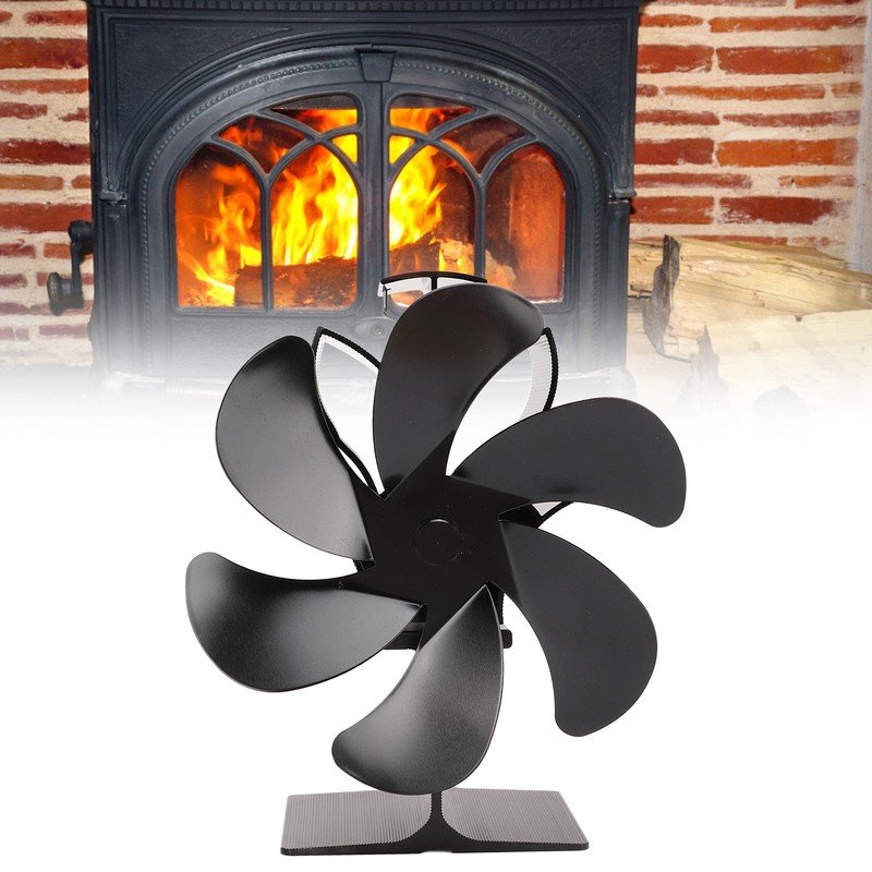 6 Blade Stove Eco Fan Black High Temperature Resistant Self