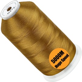 New Brothread - Bobina enorme individual de 5000 m, cada hilo de máquina de bordar de poliéster, 40 W para máquinas comerciales y domésticas, oro viejo (color Janome)