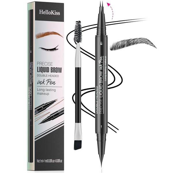 2-Tip Eyebrow Pen, Eyebrow Pencil Dual-Ended Microblading Eyebrow Pen with