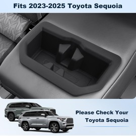 (5PCS) Cup Holder Insert for 2023-2025 Toyota Sequoia Accessories 2023-2025 Toyota Sequoia TPE Drink Organizer Holder Sequoia Interior (Middle Console+2nd & 3rd Rear Seat+Back Central Armrest) -Black