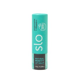 Slo | Natural Lip Balm - All Natural Ingredients, Vegan & Cruelty Free, Hydrating & Soothing, Plastic Free, Paper Packaging | Peppermint + Vitamin E, 0.28oz