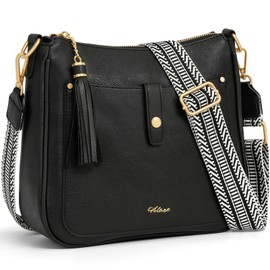 HILAEX Women's Cross Body Bags, PU Leather Crossbody Handbags Shoulder Bags for Women with Adjustable and Removable Strap Black