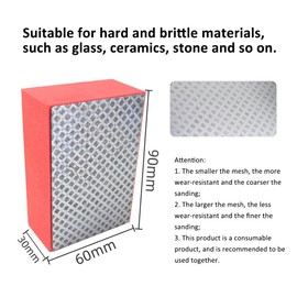 4pcs Diamond Hand Polishing Pads, Diamond Sanding Pads for Hand Sanding Ceramics Glass Concrete Tile Marble Granite, 60#,100#,200#,400# 4 Pack Grid Sharp Sanding Block Kit