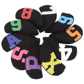 GLOGLOW Colour Numbers Golf Iron Headcover Set 10 Pieces Neoprene Golf Club Iron Club Covers (Black)