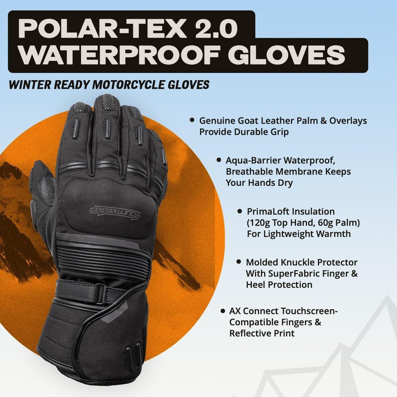 Tourmaster Polar-Tex 2.0 Waterproof Motorcycle Gloves