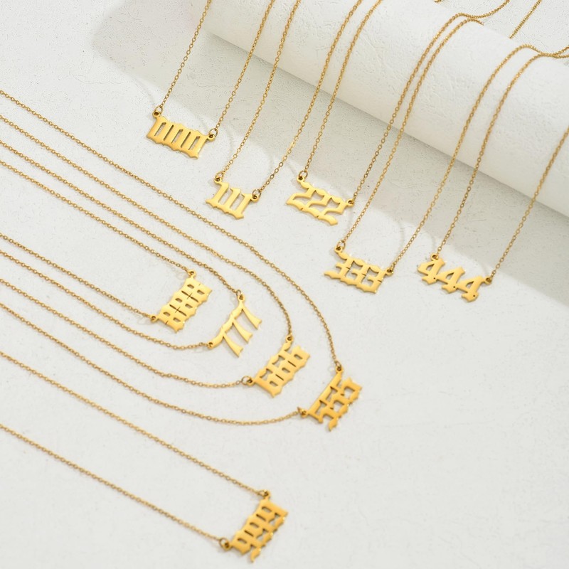 NONAMOIS Gold Angel Number Necklace For Women Dainty 18K Gold