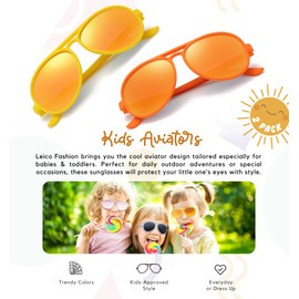 LEICO FASHION Toddler Baby Infant Polarized Aviator Sunglasses for Boys Girls Kids Age 0-4 - Shatterproof Rubberized Frame