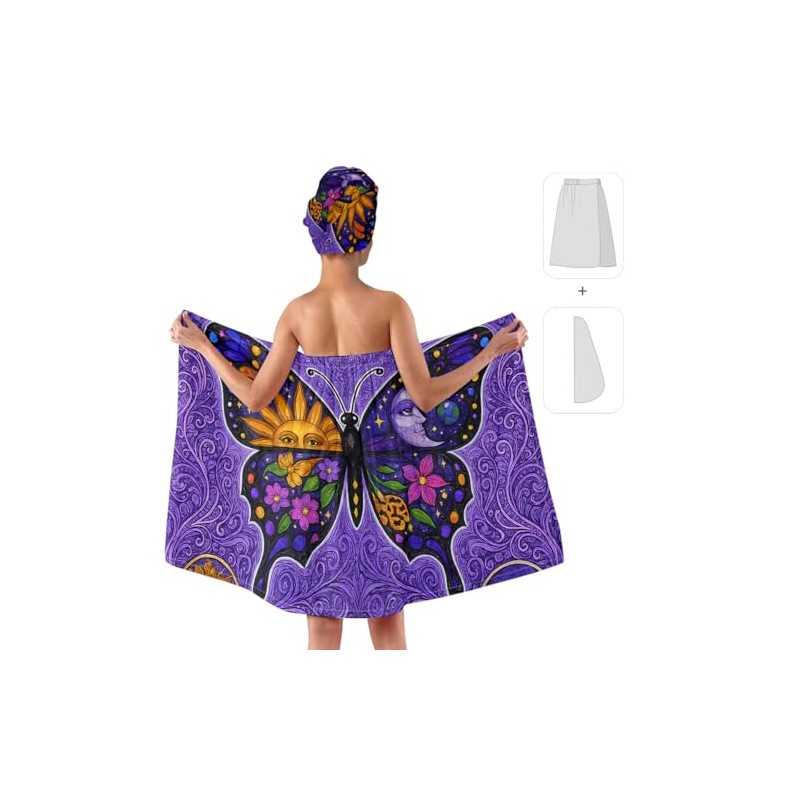 Juego de toallas y gorro de secado de pelo bohemio