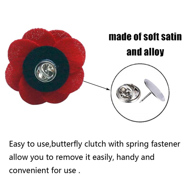 Hansicod Men's Lapel Flower Handmade Boutonniere Pin for Suit (Red)