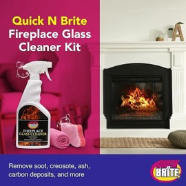 Quick'n Brite Quick ’n Brite Fireplace Glass Cleaner Kit | Cleans Soot, Smoke, Creosote, Ash