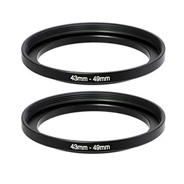 (2 Packs) 43-49MM Step-Up Ring Adapter, 43mm to 49mm Step Up Filter Ring, 43mm Male 49mm Female Stepping Up Ring for DSLR Camera Lens and ND UV CPL Infrared Filters