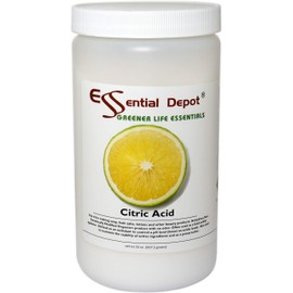 Essential Depot Citric Acid Powder - Anhydrous - 32 oz (2 lbs) in a Quart Container - Food Grade - Safety Sealed HDPE Wide Mouth Container with a Resealable Lid