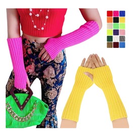 ZGKULAEAOW 23 Colors to Choose from, Colorful Color Arm Warmer, Fingerless Children, Thumb Hole, Arm Cover, Knit, Gloves, Kids, Neon Colors, Flashy, Sports Events, Dance Accessories, Mom Matching, red
