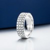 Catfoony Moissanite Wedding Band 3 Rows Eternity Rings D Color