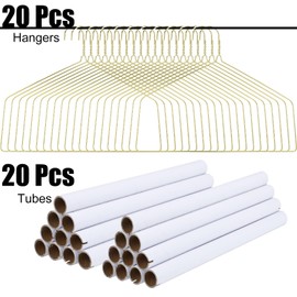 Didaey 20 Pcs Gold Dry Cleaner Hangers 18" Drapery and Tubes Tablecloth Blanket Hanger With Strong 10.5 Gauge Wire for Heavy Items