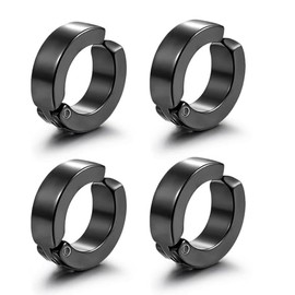 PLABBDPL 2 Pairs Men's Stainless Steel Hoop Earrings Set Earrings Men Women Cartilage Helix Piercing Ear Fashion Punk Earrings Hoop Earrings Black Earrings No Ear Piercing Required