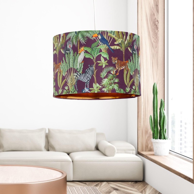 firstchoicelighting Safari Jungle Design Velvet Easy Fit Ceiling Pendant Lightshade