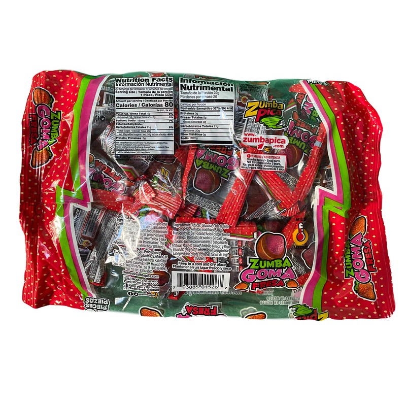 Zumba Goma | Bolsa con 20 Piezas | ZumbaPica (Fresa)