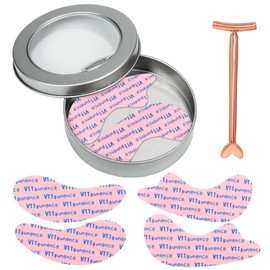 Reusable Eye and Smile Line Patches, Silicone Under Eye Patches and Nasolabial Folds Patches, Silicone Wrinkle Patches for Fine Lines & Dark Circles with Metal Applicator, Visible Metal Case