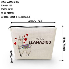 Livel lhood Funny Lama Makeup Bag Canvas Organizer Zipper Pouch You Are Amazing Cosmetic Bag Birthday Present for Llama Lovers Women Friends