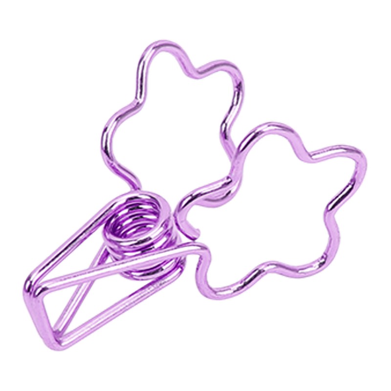 100pcs Binder Clips Cute Flower Shape Metal Hollowed Long Tail