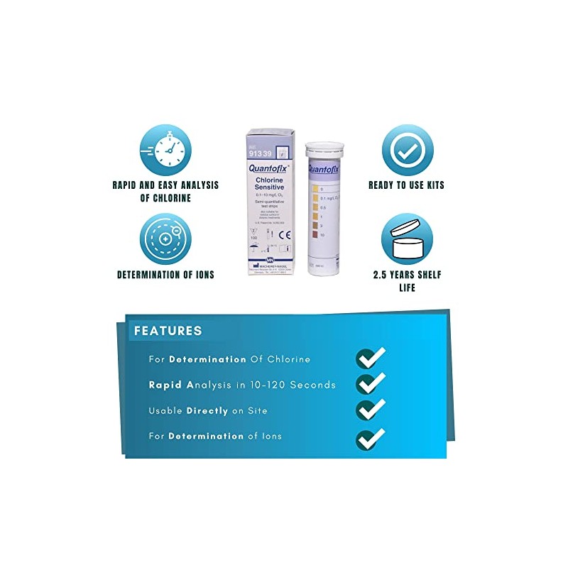 Quantofix 1188317 Chlorine Sensitive Reagent Test Strips for testing total