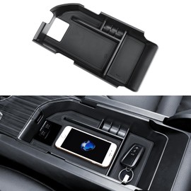 Bercicci Center Console Tray Compatible with 2018-2024 Toyota Camry Accessories with Dual USB Ports ABS Material Armrest Secondary Storage Box (Black)