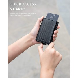 VULKIT Credit Card Holder Genuine Leather RFID Bifold Bifold Wallet Men's Wallet with Coin Compartment and Banknote Compartment, X3 carbon fibre, Exquisite