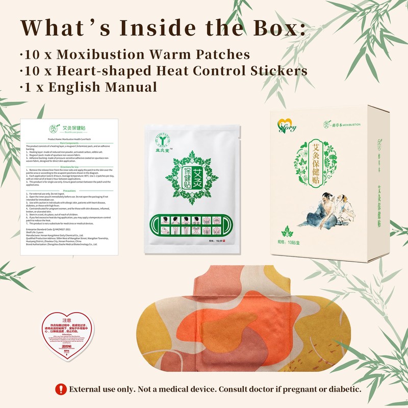 Moxibustion Patches Heat Patches, Natural Herbs Self-Heating Patches
