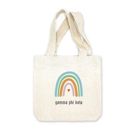 sockprints Gamma Phi Beta Rainbow Mini Tote Bag - Gift Tote Bags for Sorority - Mini Goodie Bag - Sorority Gift Bag