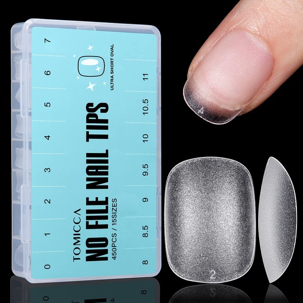 TOMICCA Extra Short Oval Nail Tips - 450Pcs Soft Gel
