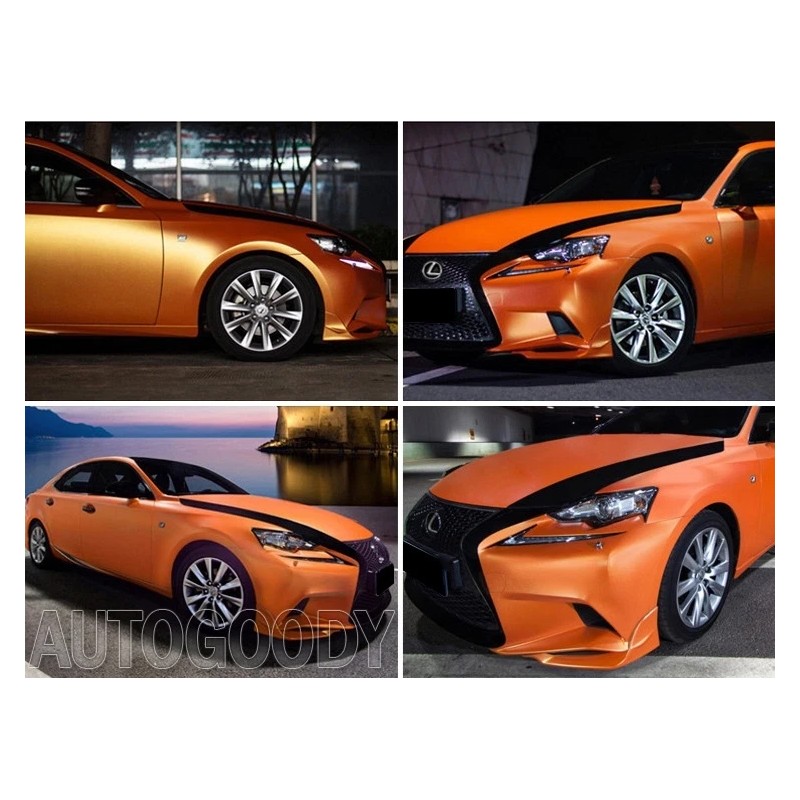 AUTOGOODY 108"x60" Satin Matte Chrome Metallic Orange Vinyl Film Wrap