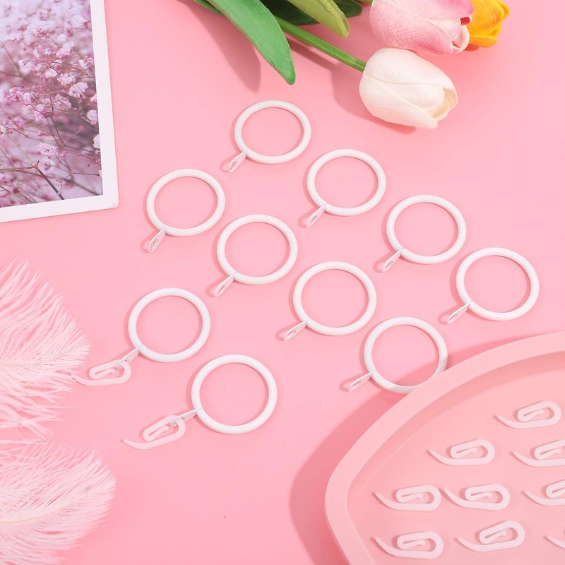 tonyg-p 20 Pack Metal Curtain Rings with Plastic Curtain Hooks,