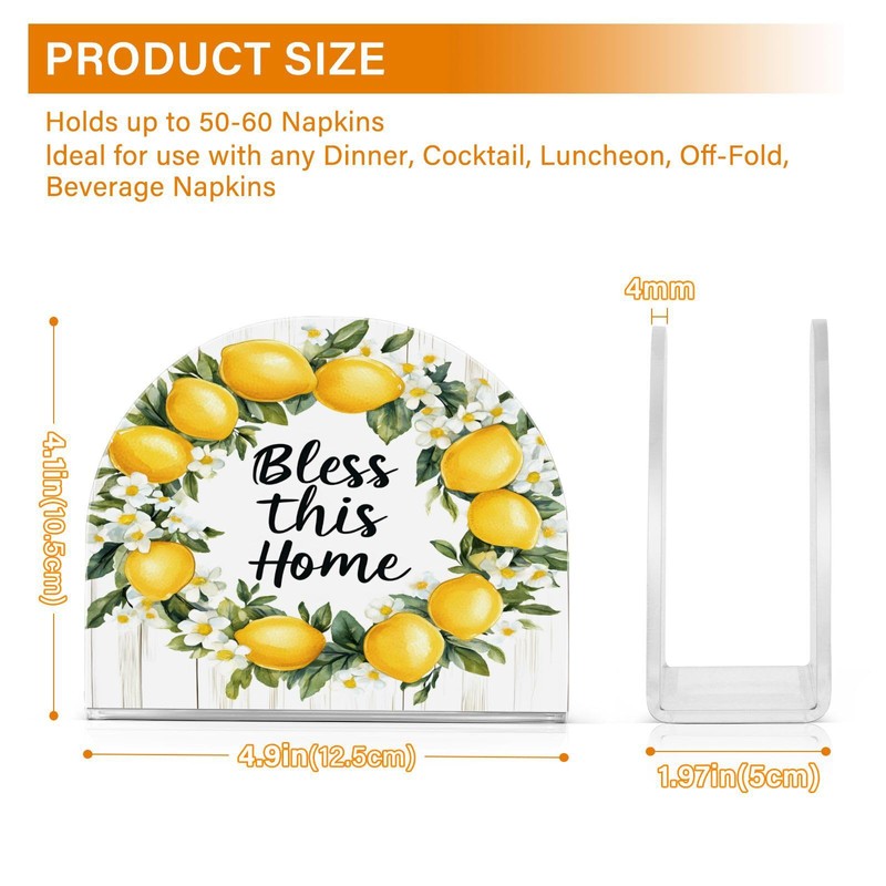 Summer Lemon Wreath Napkin Holder for Tables Paper Cocktail Napkin