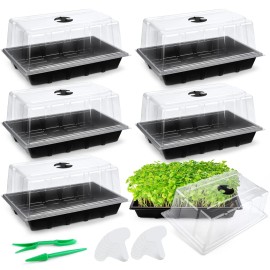 Hahood 6 Packs Seed Starter Tray Kits with Humidity Dome, Plastic Germination Growin...