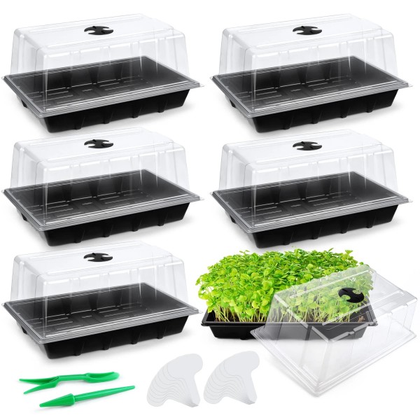 Hahood 6 Packs Seed Starter Tray Kits with Humidity Dome,