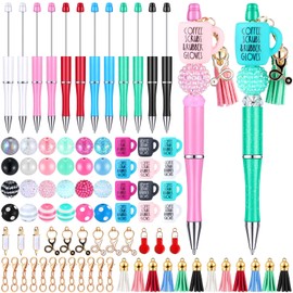 Jutom 12 Pcs Nurse Beadable Pens Bulk with 50 Pcs Colorful Beads DIY Making Kit 12 Tassels Pendants Assorted Silicone Focal Bead for Nurse Week 2025 Appreciation Gift