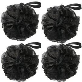 Esponjas para Baño Suave, 4 Piezas Estropajo para Cuerpo, Lufa de Baño Corporal Adecuado para Hombres y Mujeres Bañarse y Ducha - Limpieza Profunda Esponjas Exfoliante, Bath Sponge(Negro)