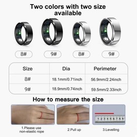 AYATAHA Smart Ring, Size 8, IP68 Waterproof, Wearable Heart Rate Daily Workout Memory, Activity Fitness Tracking, Sleep Monitoring Calories Heart Rate Blood Oxygen, Silver