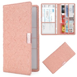 XROZRK Car Registration & Insurance Card Holder：Auto Glove Box Document Organizer Leather Vehicle Travel License Wallet Accessories for Women Men (Pink)