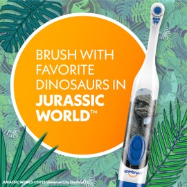 Spinbrush Jurassic World Battery Powered Electric Toothbrush for Children Ages 3+ with 1 AA Battery, Soft Head Bristles, Leakproof SoftSwitch, Ready-to-Use