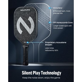 niupipo Pickleball Paddles Set of 2, Innovative 50% Less Noise PickleBall Rackets for Indoor/Outdoor, USAPA Approved Durable Graphite Fiberglass Quiet Pickleball Paddle Enhanced Control for All Levels