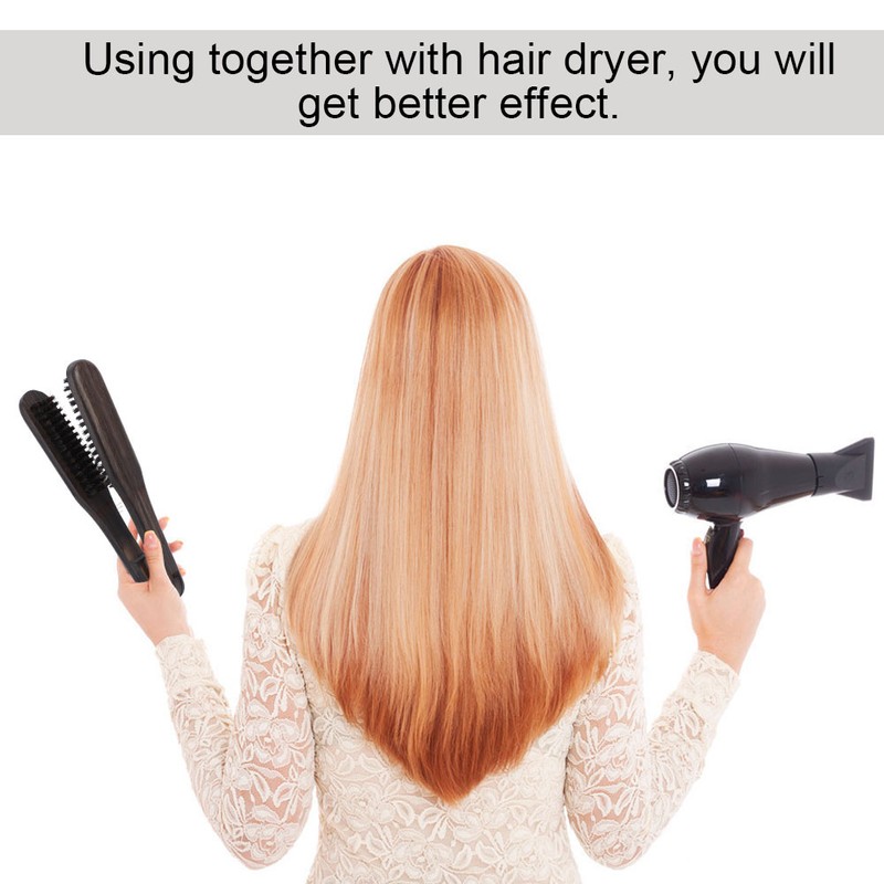 Professional Hairdressing Comb Double Brushes Wooden Anti static Hair Straightener